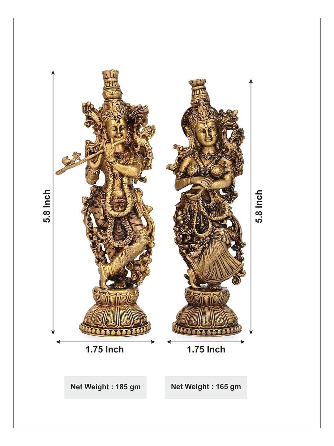 Brass Radha Krishna Statue Set for Home Temple & Decor | Traditional Divine Showpiece - Image 5