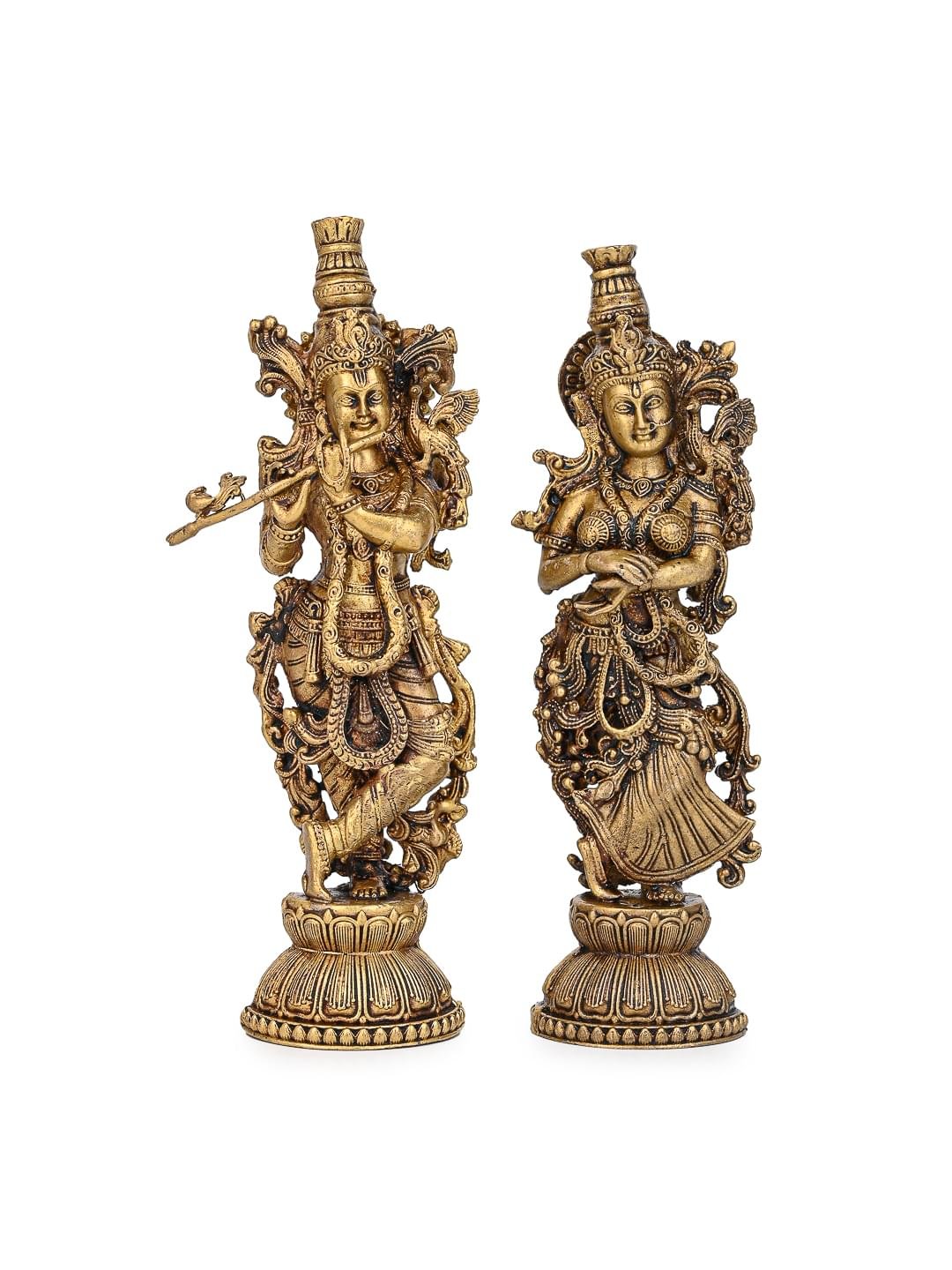 Brass Radha Krishna Statue Set for Home Temple & Decor | Traditional Divine Showpiece - Image 2