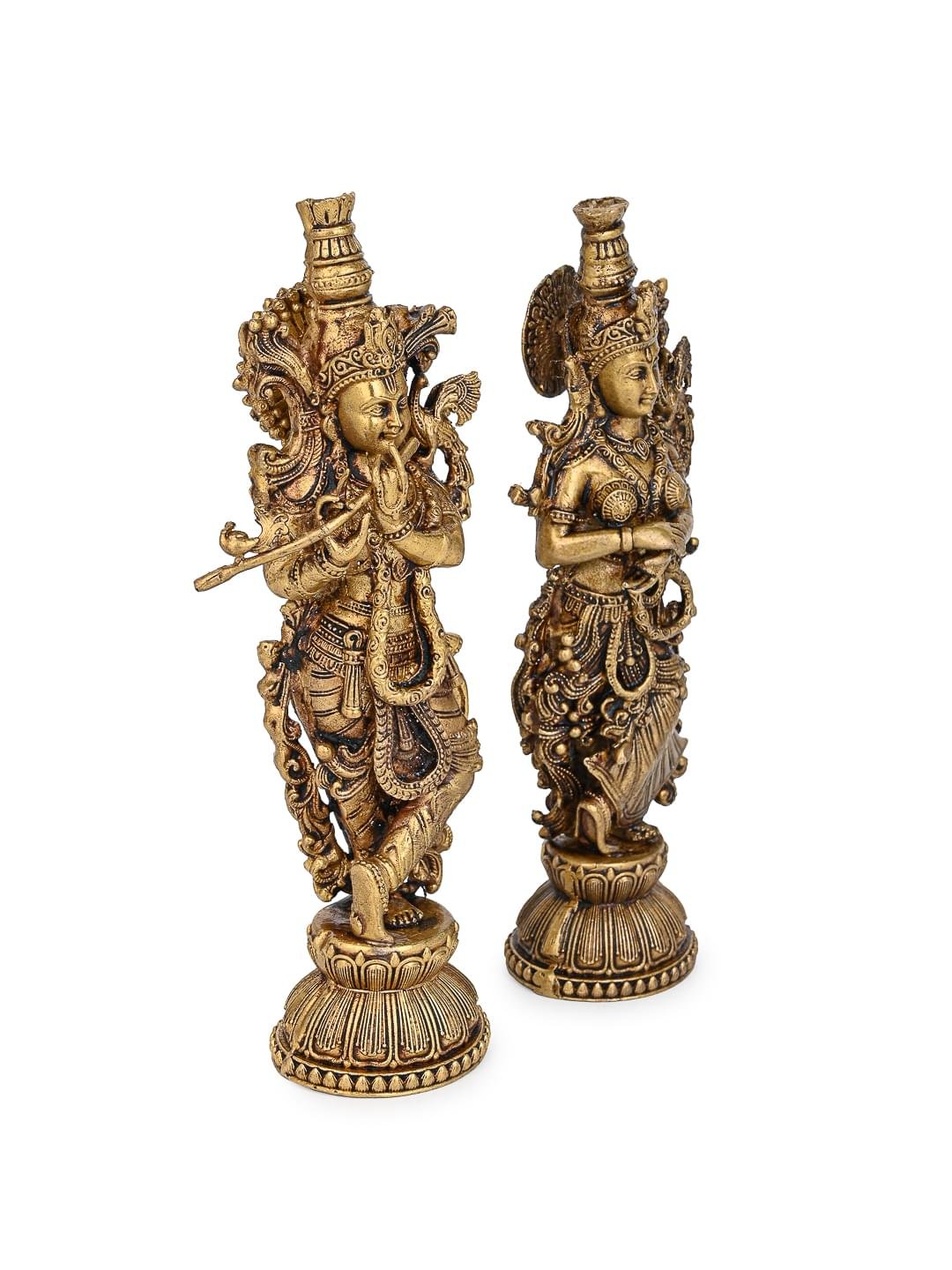 Brass Radha Krishna Statue Set for Home Temple & Decor | Traditional Divine Showpiece - Image 4