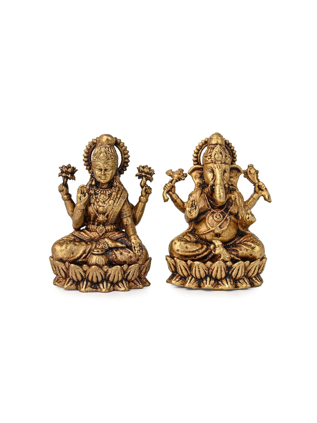 Brass Laxmi Ganesh Idol Set | Hindu God Statue for Home Temple & Office | Decorative Murti for Pooja and Gifting - Image 2