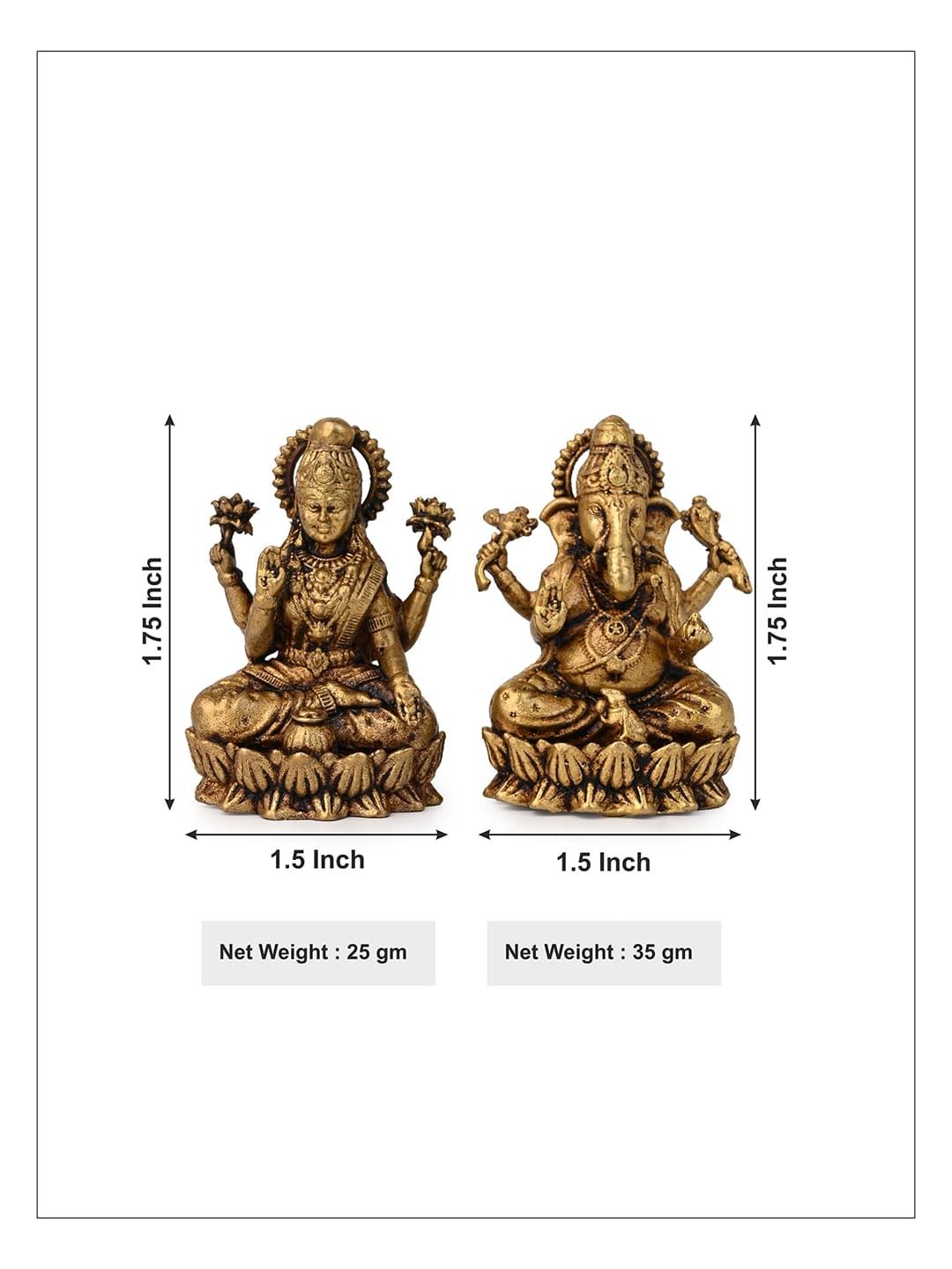 Brass Laxmi Ganesh Idol Set | Hindu God Statue for Home Temple & Office | Decorative Murti for Pooja and Gifting - Image 3