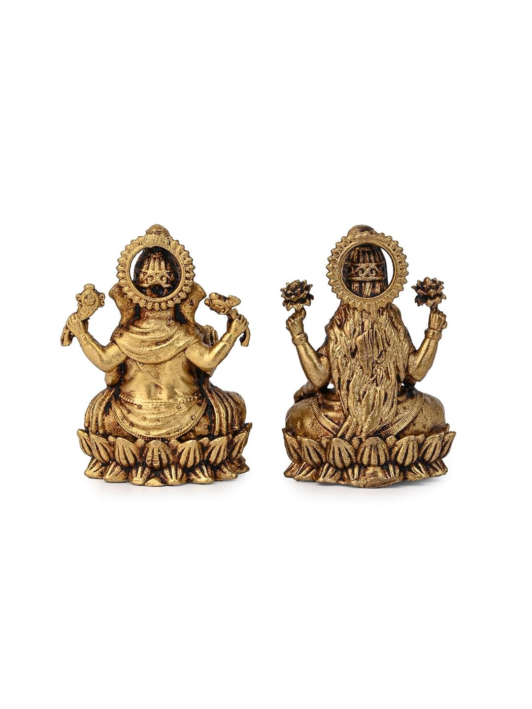 Brass Laxmi Ganesh Idol Set | Hindu God Statue for Home Temple & Office | Decorative Murti for Pooja and Gifting - Image 4