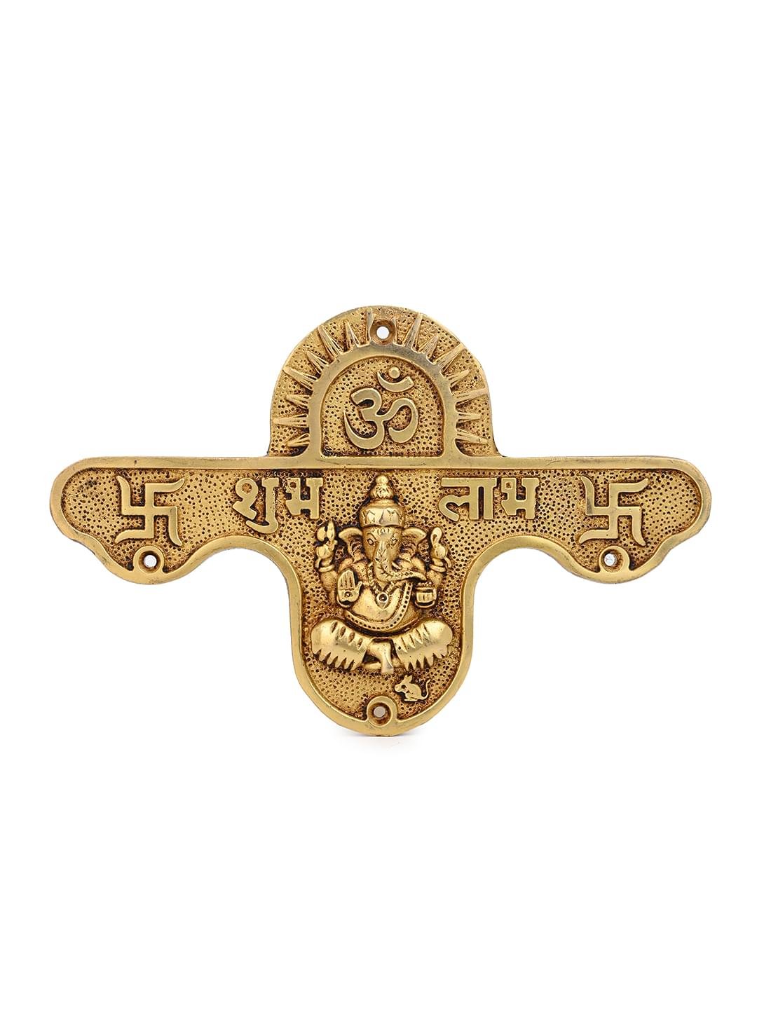 Brass Shubh Labh Plate | Auspicious Door & Wall Hanging | Religious Wall Art for Home, Office & Pooja Room - Image 2