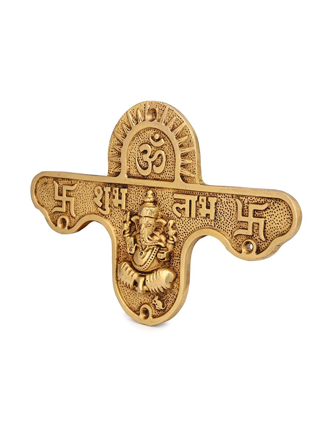 Brass Shubh Labh Plate | Auspicious Door & Wall Hanging | Religious Wall Art for Home, Office & Pooja Room - Image 5